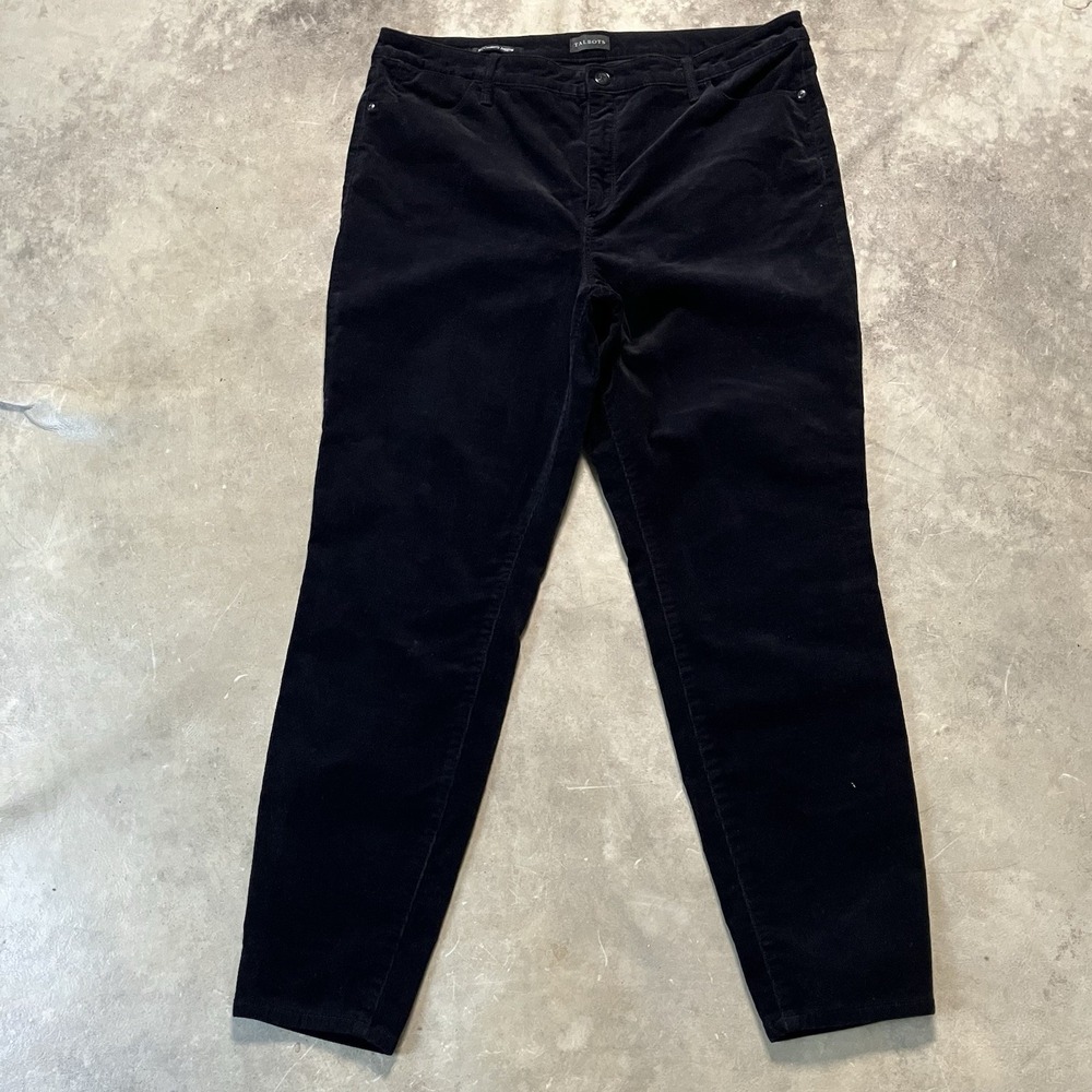 Talbots Corduroy Pants Womens Size 16 Black Jegging Stretch High Rise